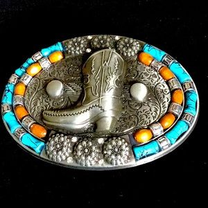 Boot Belt Buckle Turquoise Zinc Alloy New